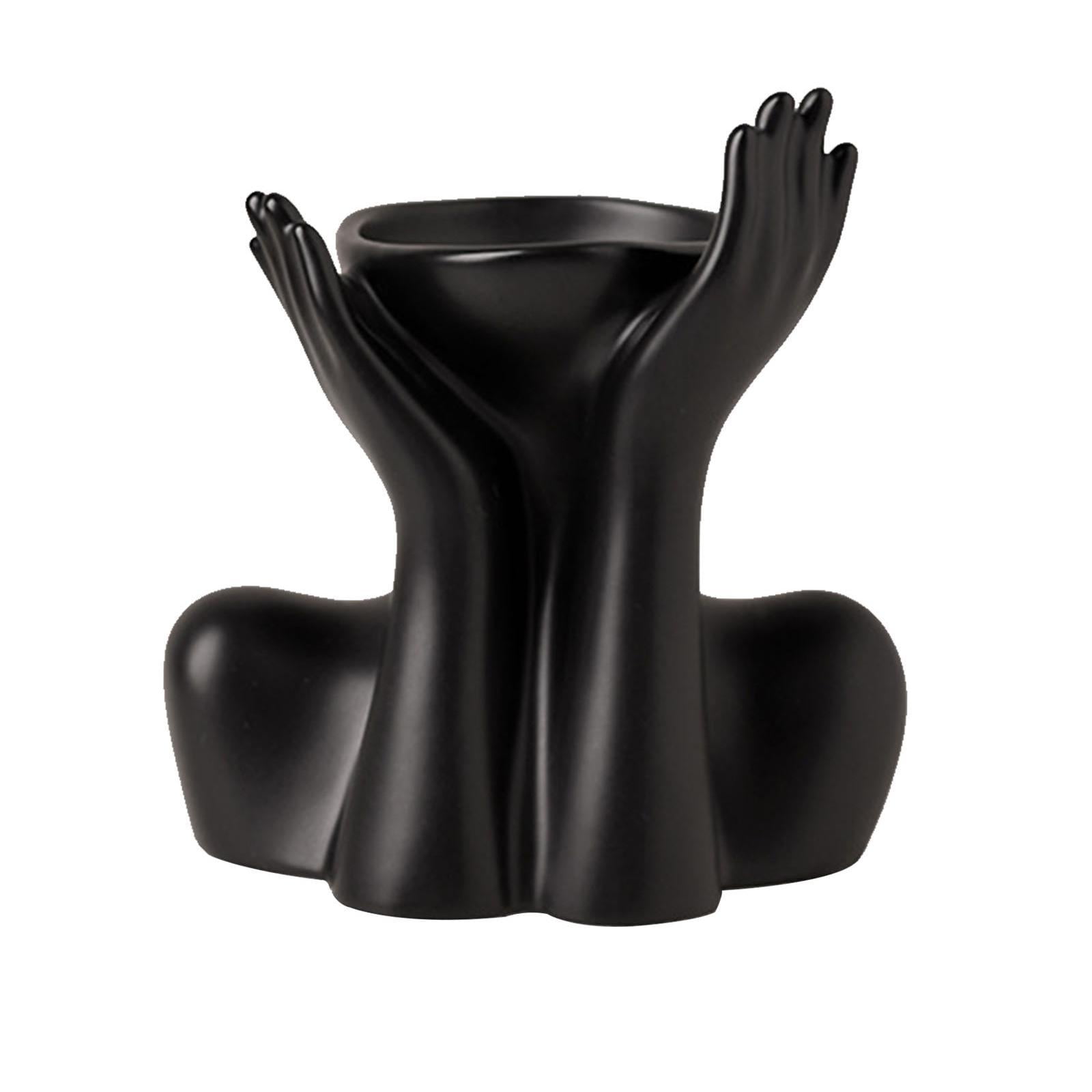 Bothyi - Jarrón De Cerámica, Macetero De Mesa Artístico Para Sala De Estar, Arreglo Floral, Cocina, Cara De Soporte Negra