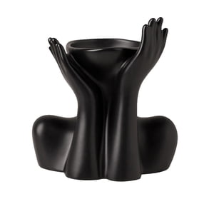 Bothyi - Jarrón De Cerámica, Macetero De Mesa Artístico Para Sala De Estar, Arreglo Floral, Cocina, Cara De Soporte Negra