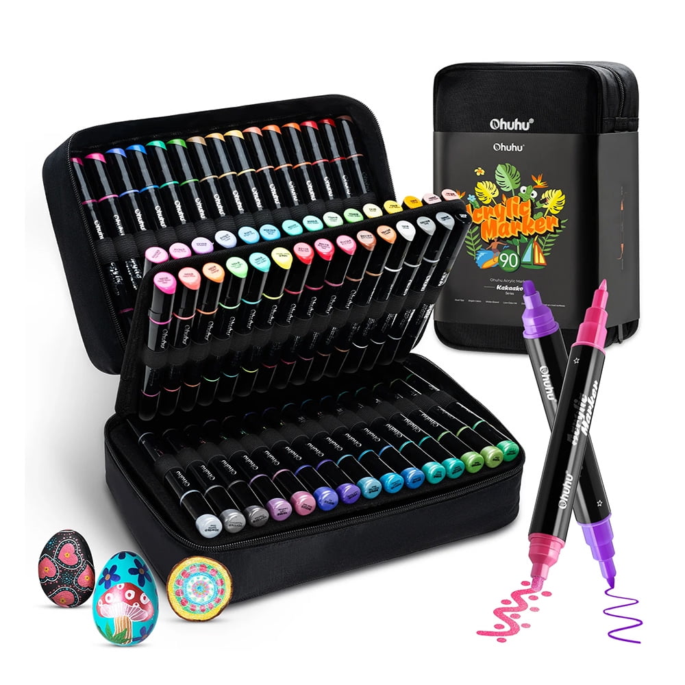Ohuhu 90 Marcadores Acrílicos Punta Fina Y Redonda