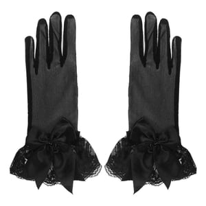 Magideal - Guantes De Encaje Para Mujer, Guantes De Disfraces, Multifunción, Elegante Lazo, Decoración, Guantes De Novia Para Cena Festiva, Fiesta, Cosplay, , Negro