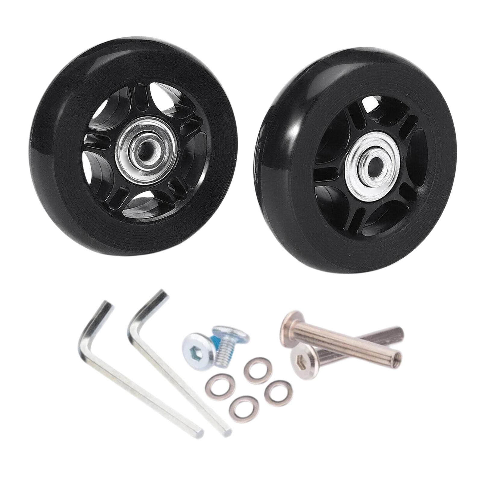 Magideal - 2X Ruedas Para Maletas De Equipaje, Kits De Reparación De Rodamientos De Ruedas Negras, Ruedas Universales Silenciosas Flexibles Ruedas Giratorias De , 90 Mm X 24 Mm