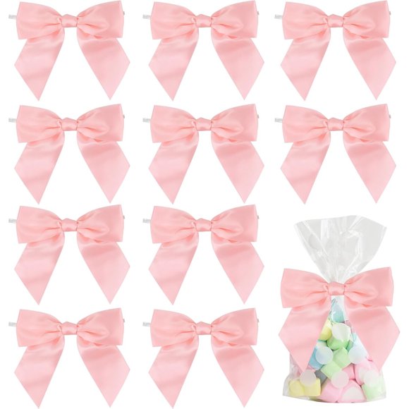 Lazos de cinta satinada AIMUDI rosa baby de 4.5 pulgadas