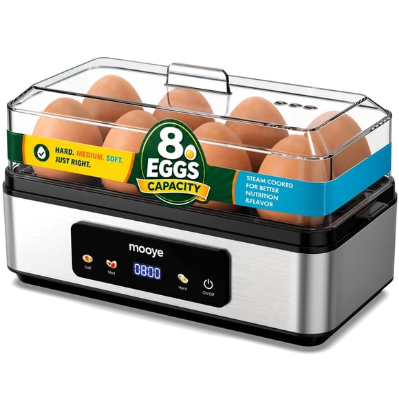 Cocedor de Huevos Eléctrico Mooye Rapid para 8 Huevos, Libre de BPA