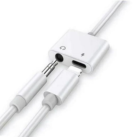 Adaptador Audífonos Lightning Y 3.5 Mm Audio Para iPhone Color Blanco