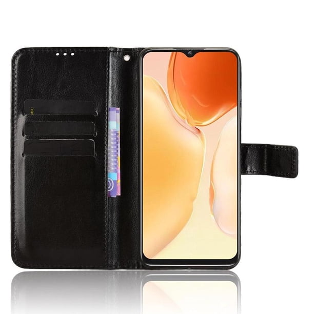 Funda tipo libro para Oukitel C61 Pro, cartera todo‑en‑uno, funda multifuncional con tarjetero y correa de muñeca desmontable