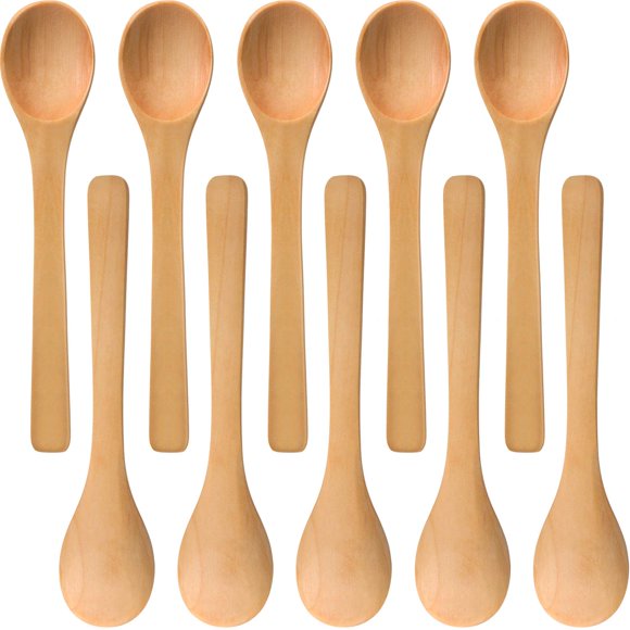 Cucharas Boao de madera 13 cm, 30 piezas, color marrón claro
