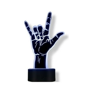 Lelumania - Lampara Ilusion 3D Mano Rock De 7 Colores, Base Touch