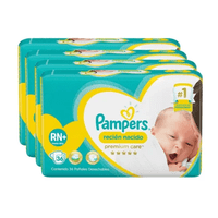 Pack X4 Pañales Pampers Premium Care 144 Und Talla Rn+