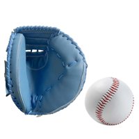 Magideal - Guantes De Receptor De Béisbol Guante De Béisbol Y Pelota 12.5 ""Pu Teeball Guante Guantes De Captura Para Práctica De Entrenamiento Unisex Principiant Azul