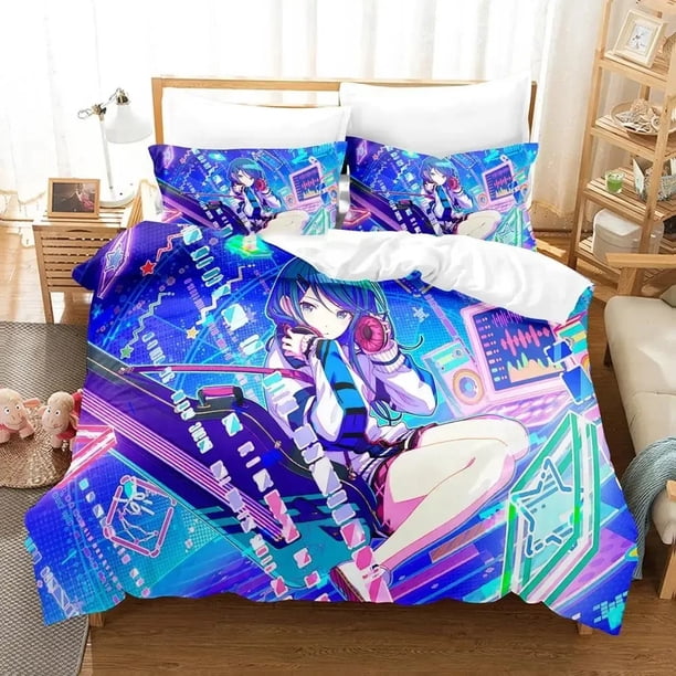 Project SEKAI Hoshino Ichika Bedding Set Boys Girls Size Duvet Cover Pillowcase Bed Kids Adult Customizable Bed Sheets