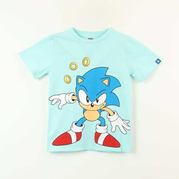 Polera Manga Corta Niño Monedas Celeste Sonic