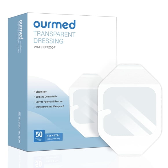 Aderezo de película transparente Ourmed, 50 paquetes, impermeable, 10 x 12 cm