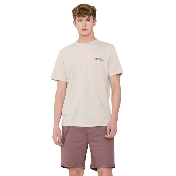 Polera Hombre Slub Bordado Rider Ecru Corona