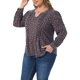 thumbnail image 4 of Agnes Orinda Blusa de Mujer Talla Grande Manga Larga con Pliegues Cuello en V con Muesca Túnica Floral Elegante Casual 1X Rosa Azul, 4 of 6