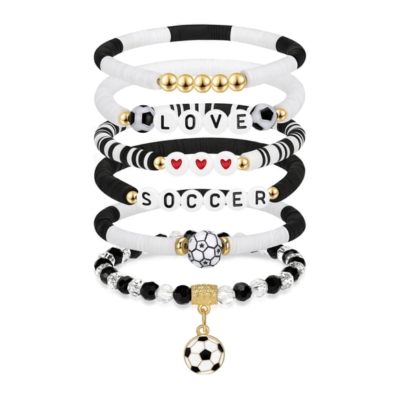Pulsera NextArt set de 6 pulseras con cuentas de fútbol – regalo para niñas