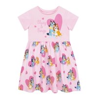 Vestido Bluey Bingo Glitter Para Niñas, Algodón, Color Rosa Veraniego 6