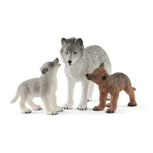 Set De Figuras Schleich Wild Life Mother Wolf Con Crías De Lobo Bebé