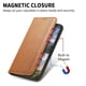 thumbnail image 2 of Funda tipo cartera para Google Pixel 9A de piel con cierre magnético, ranuras para tarjetas y correa para la muñeca Marrón, 2 of 6