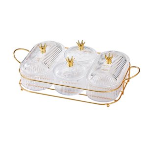 Magideal - Plato De Frutas Secas, Plato Dividido Para Servir, Corona, Plato Nórdico Para Aperitivos, Bandeja Para Servir Aperitivos Para Sala De Estar, Comedor, Estilo E