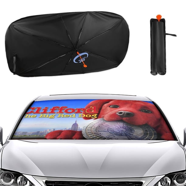 Clifford, el Gran Perro Rojo Sombrilla Solar para Auto - Protector de Parabrisas Plegable | Cortina Solar Delantero | Bloqueo UV y Aislamiento de Calor 133x73cm
