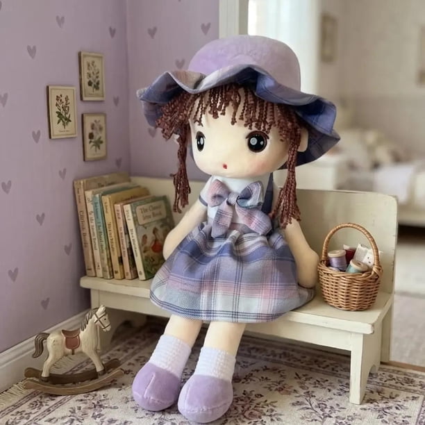 Peluche De Muñeca De Trapo Tierno Suave Y Divertido violeta oscuro