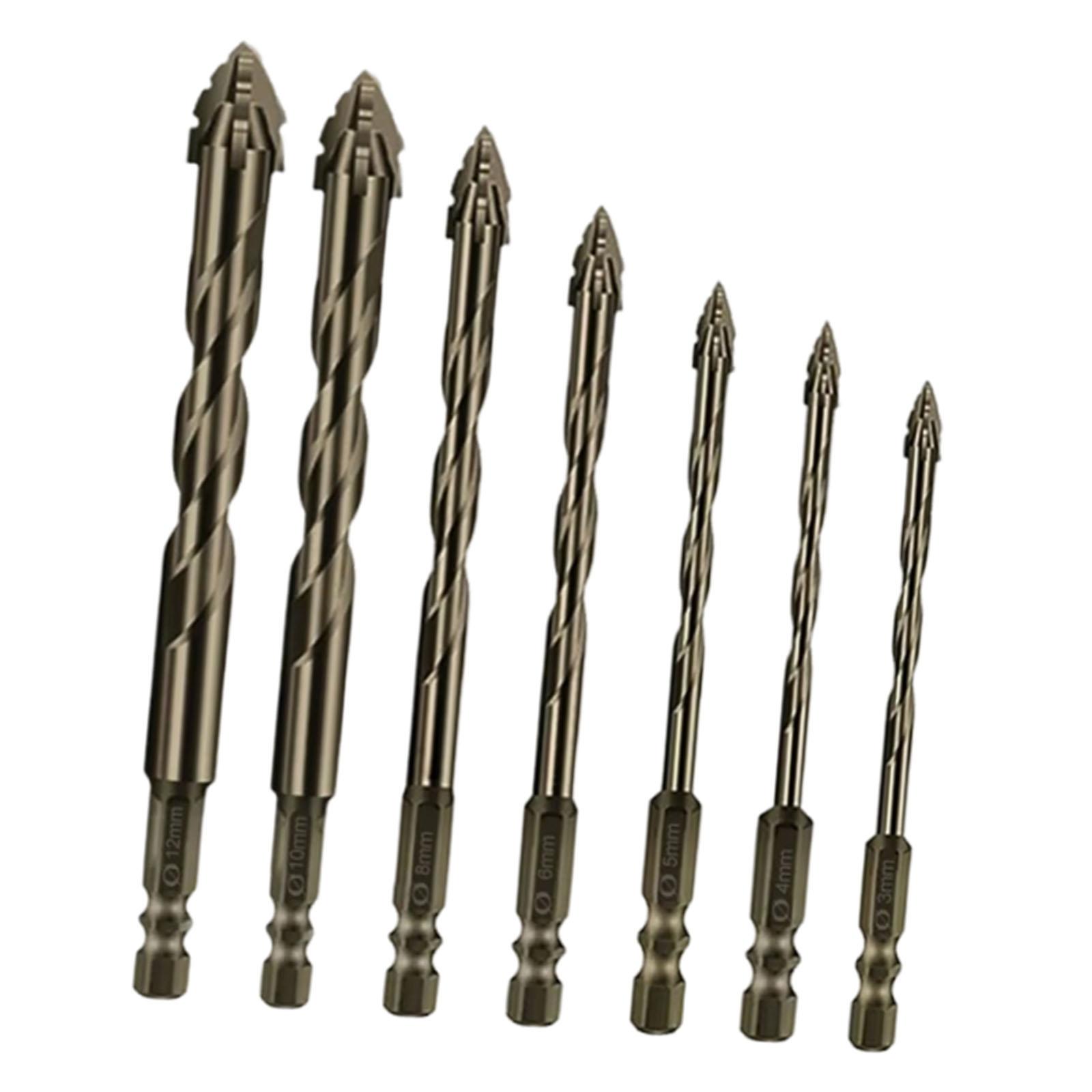 Magideal - Juego De Brocas Excéntricas Dentadas De Cuatro , Vástago Hexagonal, Versátiles, De Liberación Rápida, Para Reemplazo Profesional De Ladrillos En 7 Piezas