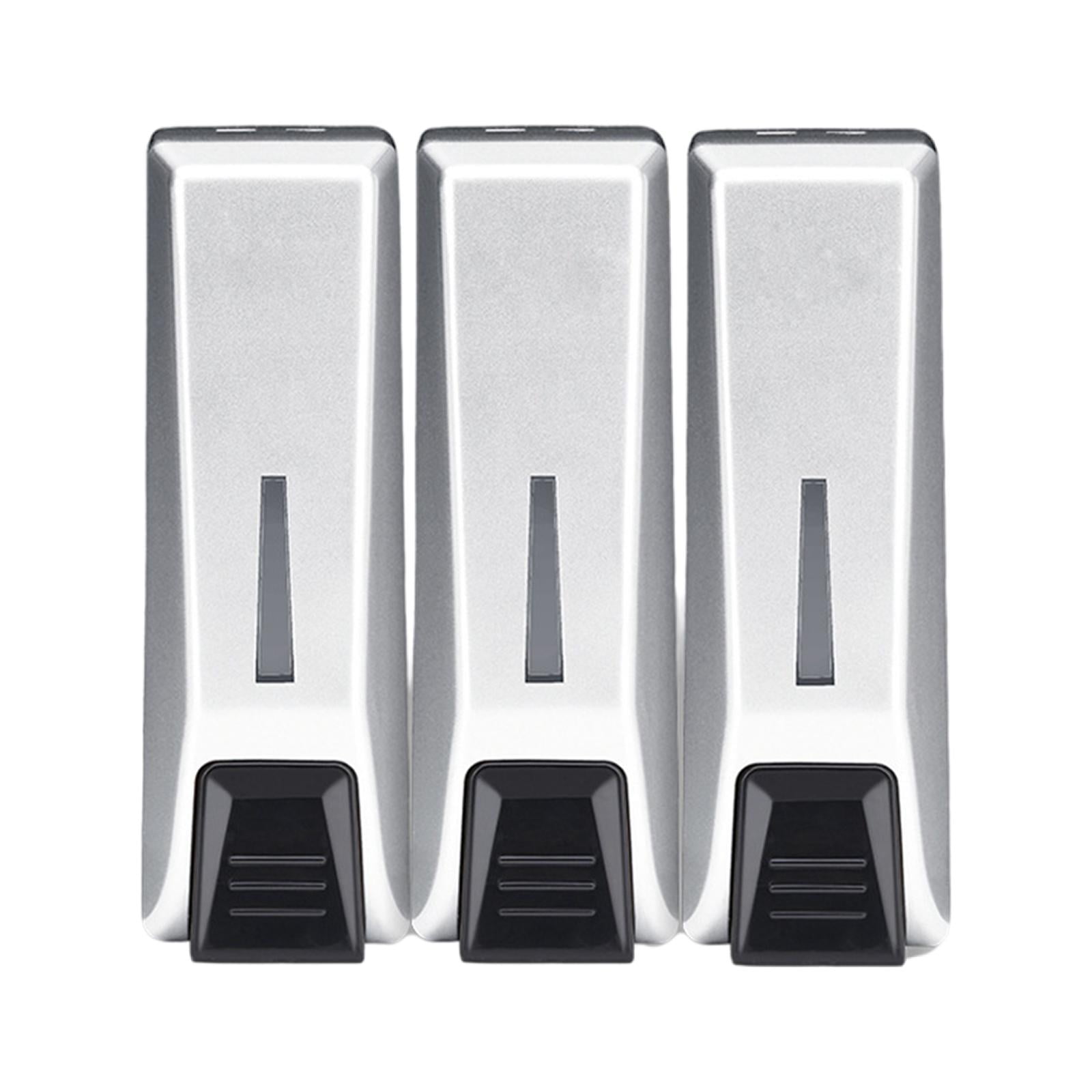 Magideal - Dispensador De Jabón En Espuma Para Montaje En Pared, 350ml, Cada Cámara, Contenedor De Champú Recargable, Dispensador Manual De Jabón De Manos Para , Plata Triple Plata 350ml