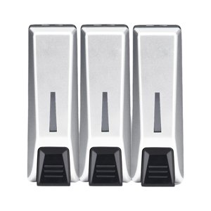 Magideal - Dispensador De Jabón En Espuma Para Montaje En Pared, 350Ml, Cada Cámara, Contenedor De Champú Recargable, Dispensador Manual De Jabón De Manos Para , Plata Triple Plata 350Ml