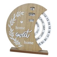 Magideal - Calendario De Mesa, Colección De Esculturas, Regalo De Cumpleaños, Decoración De Escritorio Giratoria Versátil Y Reutilizable, Accesorios De Adorno De Luna