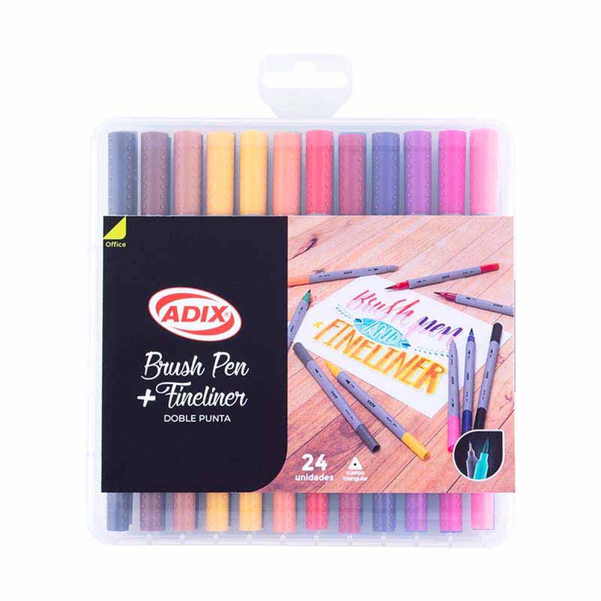 Marcadores Brush Pen/fineliner 039 / 24 Colores Adix