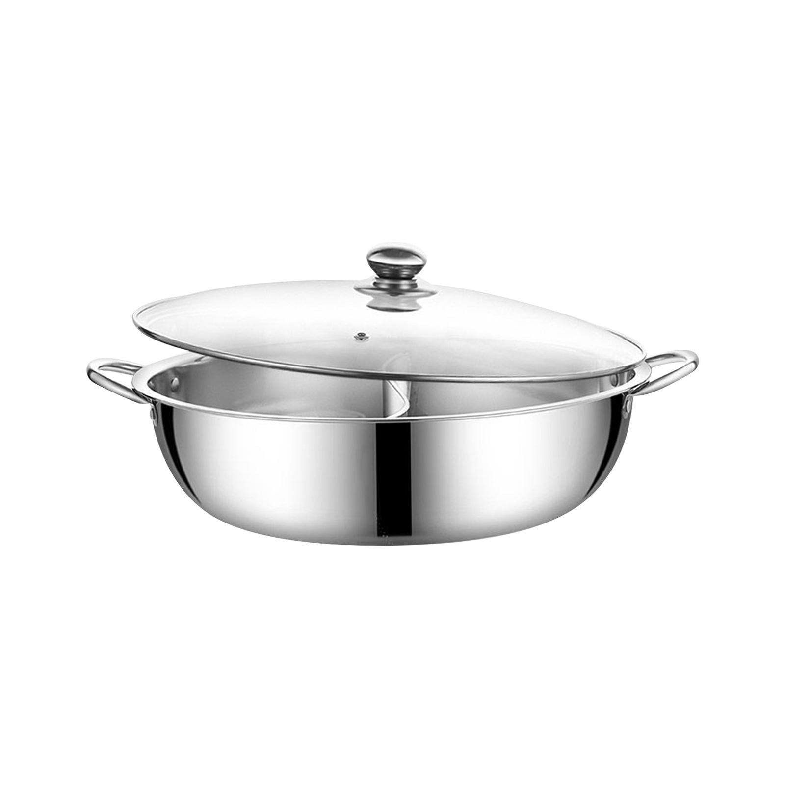 Magideal - Olla Caliente Dividida, Olla China De Doble Cara Con Divisor, Olla Caliente Shabu De Acero Inoxidable Para Acampar, Reunión Familiar, Fiesta En Casa , 32cm