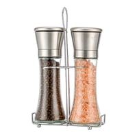 Xusx111 - Set De Molina De Sal Y Pimienta Con Soporte - Molinos Manuales De Acero Inoxidable Y Soporte Con Rugosidad Ajustable, Diseño Recargable Para Granos De Pimienta Y Sal De Roca Vendido Por Sepa
