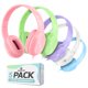 thumbnail image 1 of Auriculares Sonitum para niños para la escuela, paquete de 5, supraaurales con cable de 3.5 mm, 1 of 7