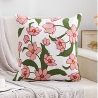 Homestore - Funda Cojín Bordada 45X45 Cm Flores Rosadas