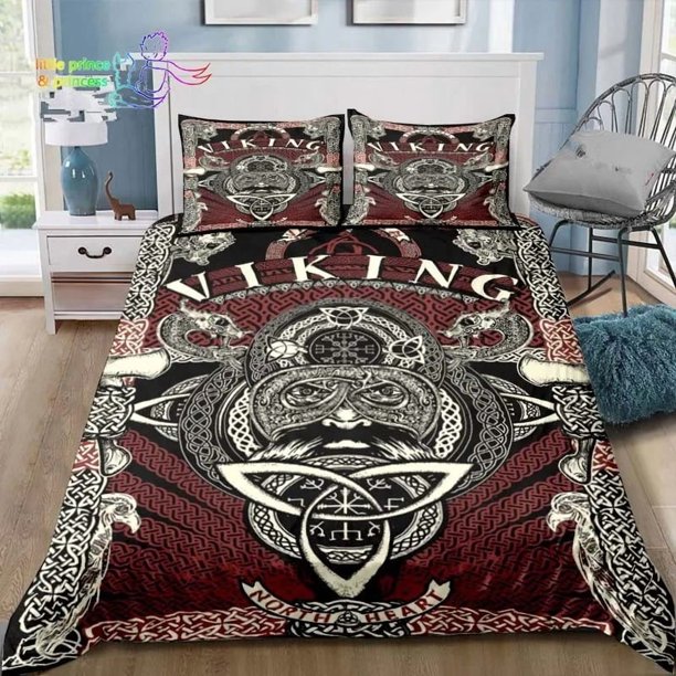 Viking Pattern Nordic Mythology Raven Bedding Set Bed Set Adult Kid Bedroom