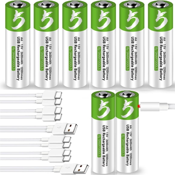 Pilas Recargables CAMELCELL AA Paquete de 8 con Cargador USB Tipo C