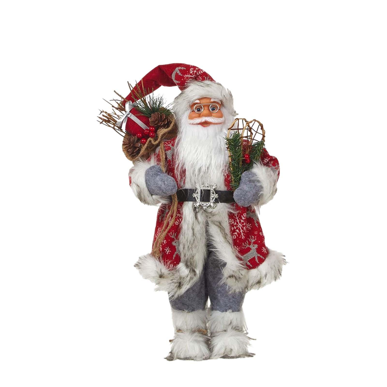 Magideal - Figura De Papá Noel De Pie, Estatuilla De Papá Noel, Decoración Navideña De Mesa, Muñeca De Papá Noel Para Vacaciones Al Aire Libre, Acción De Gracias 45Cm