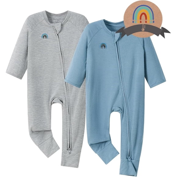 Conjunto Body Momcozy 6-12 Meses Azul + Gris