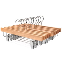 Perchas De Madera Para Pantalones Nature Smile, Madera De Loto, Con 2 Clips, 10 Unidades