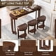 thumbnail image 2 of 4 Piece Bar Table Set with3 PU Upholstered Bar Stools, Breakfast Table with 3 Padded Stools Solid Wood Counter Height Dining Table Set for Living Room, Dining Room. Cherry, 2 of 3