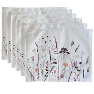 Wyj Hogar - Set 6 Individuales 35X45 De Lino Tela Repelente Al Agua Y Antimanchas Mod07
