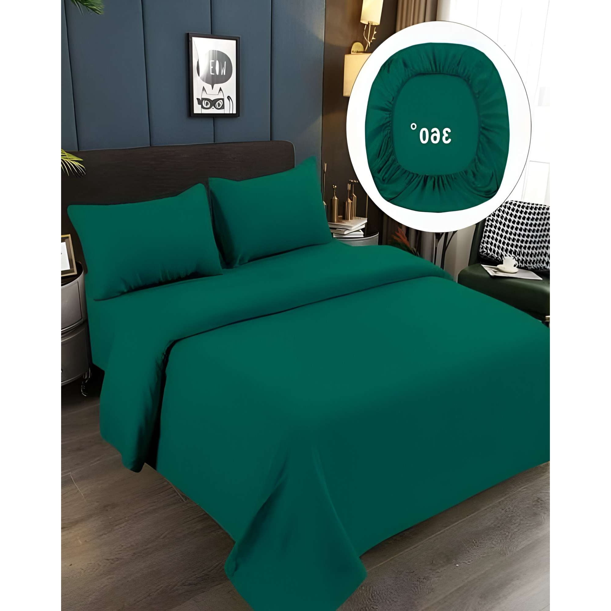 Genérico - Juego De Sabanas 500 Hilos King Turquesa