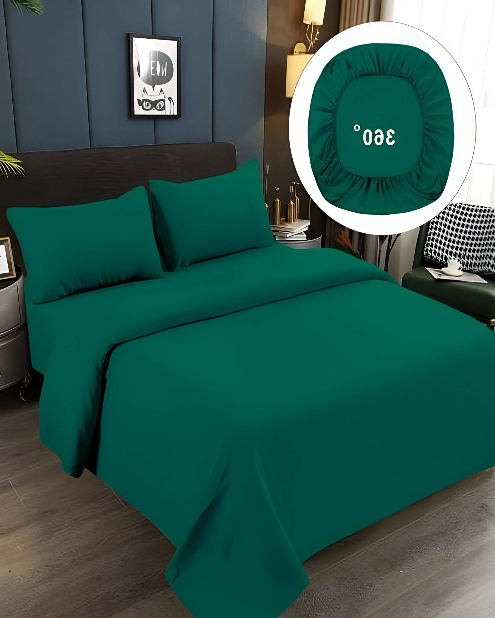 Genérico - Juego De Sabanas 500 Hilos Plaza Y Media Turquesa