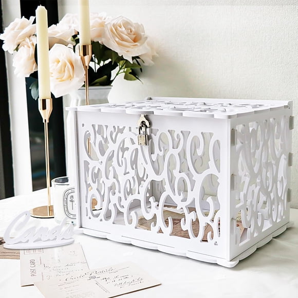 Tarjetero OurWarm DIY de PVC blanco con cierre para bodas y eventos