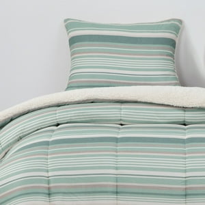 Dib - Plumon Reversible Sherpa 1.5 Plaza Lineas Verde