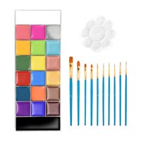 Magideal - Paleta De Pintura Para El Rostro Y El Cuerpo, Juego De Pintura Facial Para Maquillaje, Profesional, Fácil De Lavar Con Agua Y Jabón, Con 10 Pinceles P