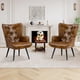 thumbnail image 1 of Silla Accent Furniliving con respaldo alto de piel sintética marrón x2, 1 of 8