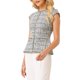 thumbnail image 4 of INSPIRE CHIC Blusa Elegante de Tweed para Mujer con Cuello Redondo y Mangas Cortas para Oficina y Negocios, Talla 2XL, Blanca, 4 of 5