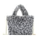 thumbnail image 1 of Bolso de Mano de Leopardo/Cebra para Mujeres, Bolsa de Piel Sintética de Pelo, Gris con Motivo de Leopardo, 1 of 3