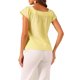 thumbnail image 3 of INSPIRE CHIC Blusa de Mujer para Regreso a Clases Verano Cuello Cuadrado Vichy Manga Corta XS Amarillo, 3 of 6